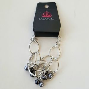 Boutique Paparazzi Grey and Silver Tone Adjustable Beaded Bracelet